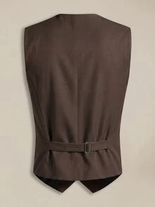 EASEVO Plus Size Men's Solid Color Casual Commute Suit Vest Halloween Winter Party Autumn - Coffee Brown - View 2