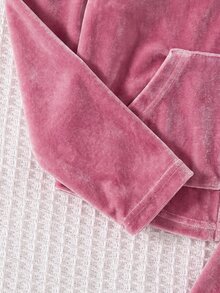 Cozy Pixies Baby Girl Baby Girl 2pcs Solid Pink Drawstring Hoodie Top And Wide Leg Pants Set, Casual For Spring/Autumn, Daily Wear - Pink - View 4