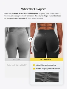 GLOWMODE Plus Size 24" FeatherFit™ All-Day Moves Tie-Waist Leggings With Concealed Booty Lift & No Front Seam Yoga Studio Daily Wear - Black - View 2