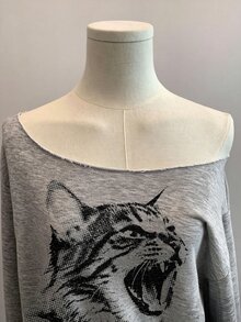 SHEIN EZwear 淺灰色女款露肩寬鬆休閒長袖衛衣 - 淺灰色 - 查看 5