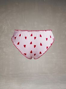 Esseday 3pcs/Set Pink Heart Print Frill Trim Sweet & Cute Women's Triangle Panties - Pink - View 5