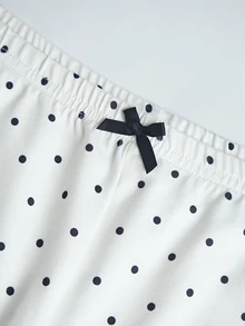 Zyxie 大尺碼女款波點蕾絲飾邊小狗印花抹胸上衣與短褲兩件套 - 白色 - 查看 5