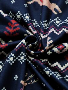 Chillnights Casual Comfortable Christmas Element Striped Fair Isle Print Crew Neck Christmas Plus Size Women's Pajama Set - Multicolor - View 5