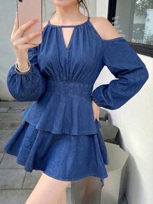 Celisse Women's Pleated Casual Daily Summer Denim Dress - Blue - View 4