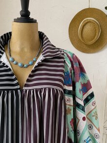 SHEIN CURVE+ 大尺碼女款條紋休閒七分袖襯衫 - 彩色 - 查看 6