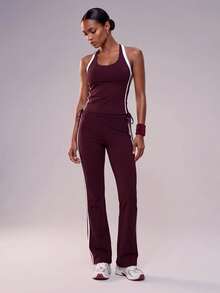 Zivah Women's Striped Colorblock Tank Top And Long Pants Sports Set - Multicolor - View 6