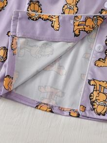 GARFIELD | SHEIN Tween Girl Cute Cartoon Print Long Sleeve Top And Pants Loungewear Set - Multicolor - View 5