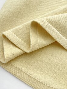 Elamini Women's Autumn Casual Versatile Solid Color Sweater Brunch Pale Yellow - Apricot - View 5
