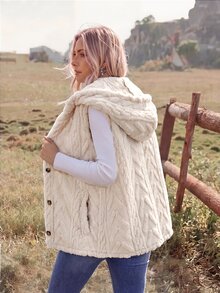Wildy BOHO Casual Western Style Country Nomadic Women's Vest Jacket Pattern Autumn/Winter Daily Basic Outfit For Outings - Beige - View 2