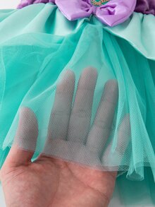 SHEIN Playful Pals 公主藍宮廷風薄紗寶石嬰兒洋裝 - 綠色 - 查看 9