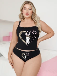Plus Size Women Cherry 2-Piece Set - Black - View 4