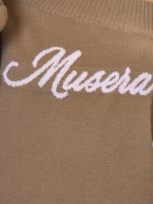 MUSERA 刺繡圖案露肩長袖針織衫 秋冬酷女孩返校假期毛絨款 - 綠色 - 查看 6