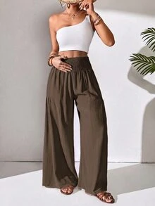 Rafferiza Women's Casual Wide Leg Loose Long Pants - Brown - View 6