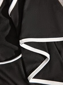 Slayform Black And White Contrast Trim Hollow Out Cropped Sweatshirt - Black - View 7