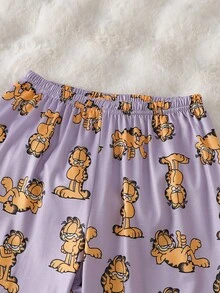 GARFIELD | SHEIN Tween Girl Cute Cartoon Print Long Sleeve Top And Pants Loungewear Set - Multicolor - View 6