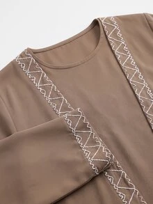Celisse Women's 2 Pieces Set, Long Robe Cardigan & Dress Set, Elegant Daily Wear Women's 2 Pieces Set, Women's Dress Set - Khaki - View 7