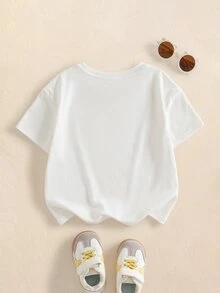SpongeBob SquarePants | SHEIN Young Boy Cartoon Print Casual Daily Short Sleeve T-Shirt - White - View 2
