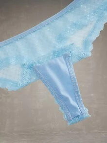 Esseday 5pcs Multi-Color Mesh & Lace Patchwork Pure Charm Women's Triangle Panties - Multicolor - View 4