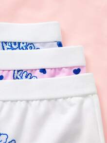 HELLO KITTY AND FRIENDS | SHEIN 3 chiếc quần boyshorts họa tiết tím dễ thương cho bé gái - Hồng - Xem 4