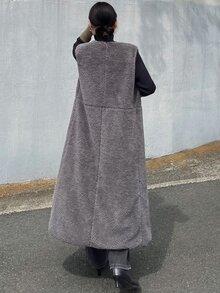 FRIFUL Women's Solid Color Casual Versatile Daily Overcoat - Grey - View 2