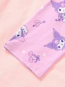 HELLO KITTY AND FRIENDS | SHEIN 少女卡通印花長袖單排扣上衣與長褲居家服套裝 - 粉色 - 查看 5