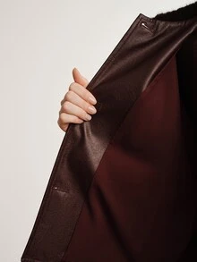 Briarwyn Women's Solid Color Lapel Single-Breasted Casual Regular Fit Jacket - Burgundy - View 8