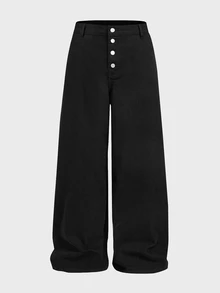 EASEVO Men's Plus Size Black Washed Elastic Waist Long Pants - Black - View 3