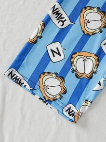 GARFIELD | SHEIN Tween Boy Fashionable Cute Cartoon Print Long Sleeve Long Pants Loungewear Set - Blue - View 6