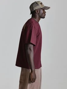 Musero Oversized Drop Shoulder Tshirt "Lost In The Feed"Graphic Print Crew Neckline Autum Winter Essentials - Purple - View 4