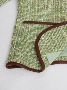 Zovinel Lyocell Wool Fabric With Suede Binding Women's Vintage Elegant Button Long Sleeve Pocket Jacket Business,Casual Work,Elegant Fall Autumn/Winter - Green - View 10