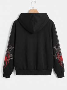 SHEIN EZwear 女款蜘蛛圖案休閒日常運動衫 - 黑色 - 查看 9