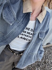 FRIFUL Women's Colorblock Casual Daily Denim Jacket - Blue - View 7