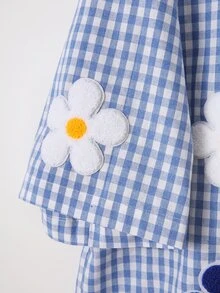 ROMWE MEN Street Life Men's Plus Size Floral Patch Short Sleeve Single-Breasted Casual Shirt - Blue - View 7