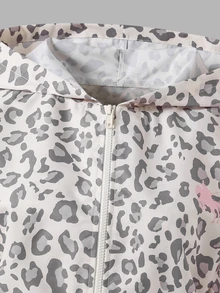 SHEIN 3件組女孩青少年套裝 白色連帽長袖拉鍊運動衫、背心上衣、彈性腰直筒長褲，秋季灰色 - 彩色 - 查看 4