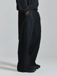 Musero Celana Jogger Minimalis Bergaya Sporty Model Barrel Leg untuk Musim Semi dan Musim Panas, Pakaian Olahraga Aktif. - Hitam - View 3