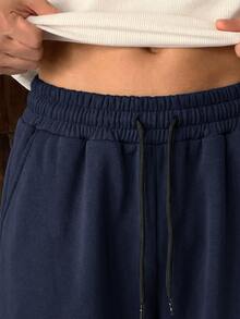 SWAVVY Men's Spring/Autumn Casual Loose Sweatpants With Split Patchwork, Pleated And Smooth Panels, Black And Gray - Navy Blue - View 4