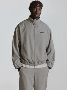 Check Belted Funnel Neck Track Jacket "Musero" Embroidery Deatail On Chest Co Ord Jacket Only Autum Winter Essentials - Multicolor - View 1