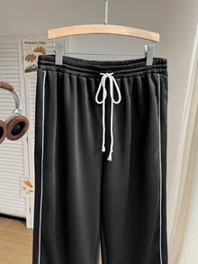 Comfortcana Plus Size Casual Versatile Wide Leg Sweatpants - Black - View 4