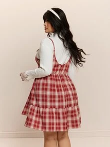 CovetEZ 秋冬新款復古格紋聖誕印花休閒A字大尺碼洋裝 - 彩色 - 查看 2