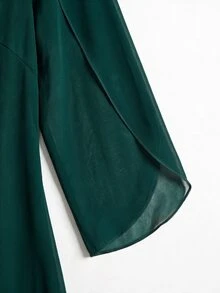 EMERY ROSE Elegant Slit Sleeve Design Dress For Middle-Aged And Elderly Women - Dark Green - View 3