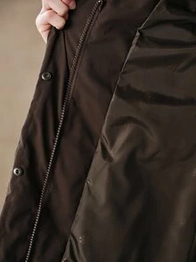 Anewsta Women's New Modern Elegant Versatile Commuter Mid-Length Thickened Winter Coat - Coffee Brown - View 8
