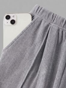 SHEIN Tween女孩 2件式純色粉色連帽上衣與長褲套裝，休閒百搭，適合春秋日常穿著 - 灰色 - 查看 7