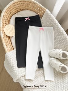Cozy Pixies Baby Girl Knit Solid Color Fitted Casual Long Pants 2 Pieces Set - Multicolor - View 6