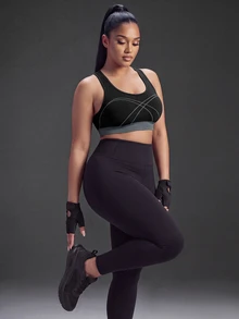 Powerista Plus Size Women's Sports Bra - Black - View 7