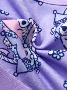 HELLO KITTY AND FRIENDS | SHEIN Tween Girl Cartoon Print Casual Everyday Base Layer Top - Purple - View 8