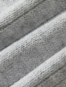SHEIN Grey Plush Furry Collar Cable‑Knit Cropped Cardigan, Vintage Decorative Buttons Front V‑Neck Twisted - Grey - View 7