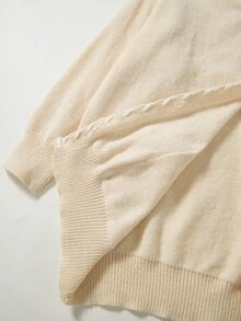 Rusticease Plus Size Women's Autumn/Winter Button Front Long Sleeve Knit Cardigan - Apricot - View 3