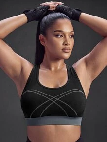 Powerista Plus Size Women's Sports Bra - Black - View 6