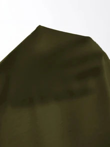 SHEIN BASICS 大尺碼挖領素色背心上衣 夏季上衣 - 軍綠色 - 查看 7