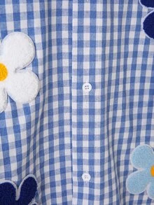 ROMWE MEN Street Life Men's Plus Size Floral Patch Short Sleeve Single-Breasted Casual Shirt - Blue - View 3